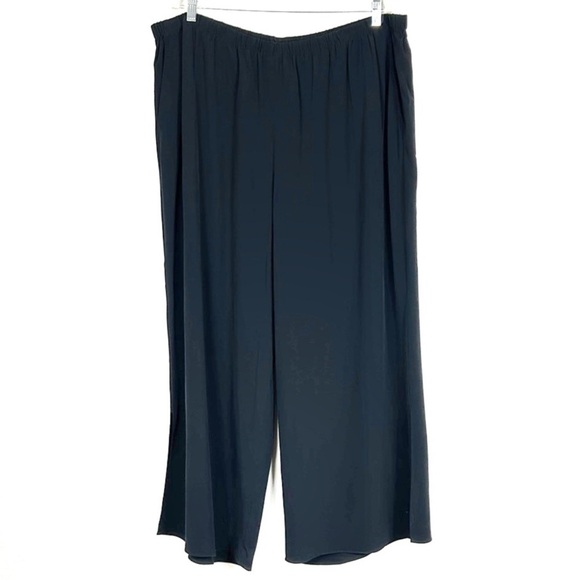 NWT Eileen Fisher wide leg pull on black cropped ankle plus size pants size 3X - Picture 1 of 9